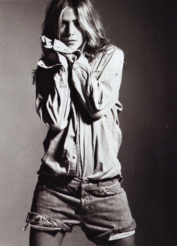 Woman in Denim Outfit — Black