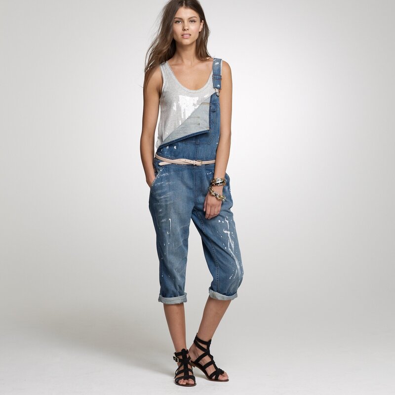Woman in denim overalls