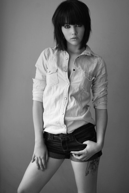 woman in denim shirt