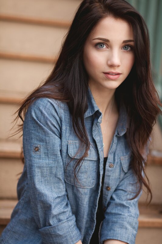 woman in denim shirt