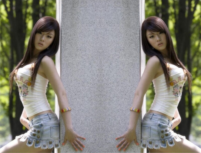woman in denim shorts posing