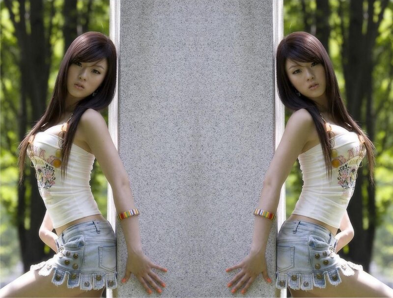 woman in denim shorts posing