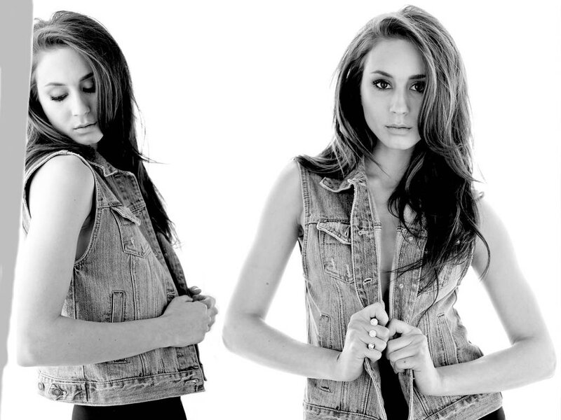 Woman in Denim Vest — Black, Neutral