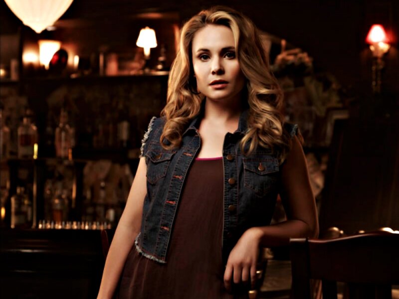Woman in Denim Vest — Brown
