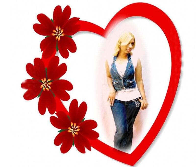 Woman in Denim Vest — Red