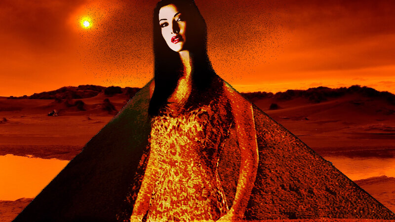 woman in desert at sunset