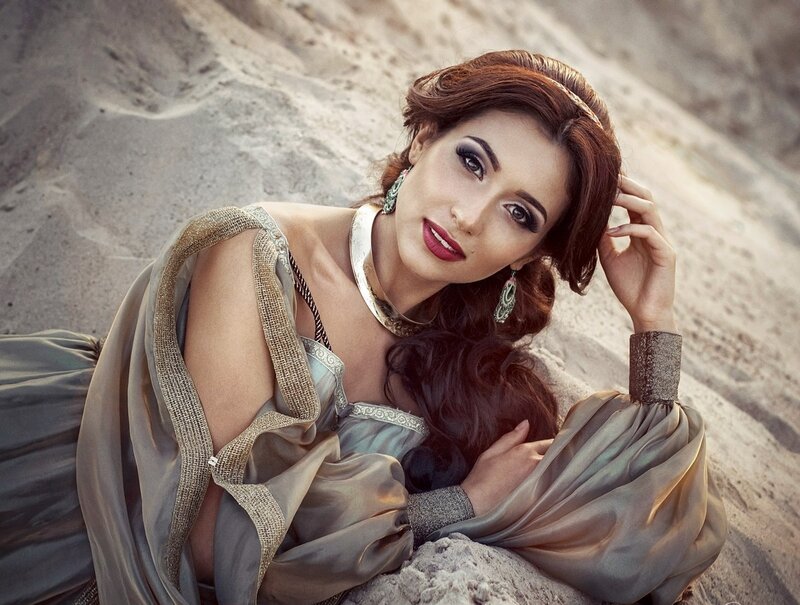 Woman in Desert Attire — Brown, Dramatic, Afternoon