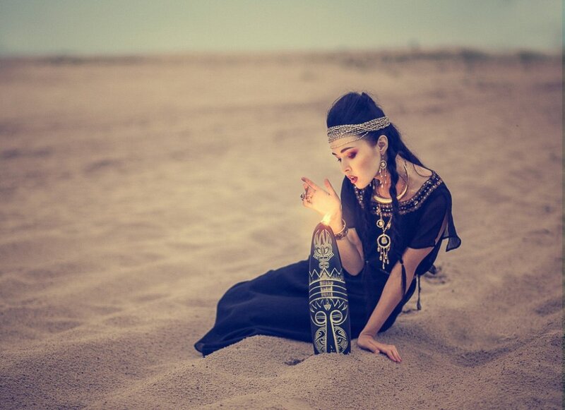 Woman in Desert — Brown, Dramatic, Sunset, Photograph