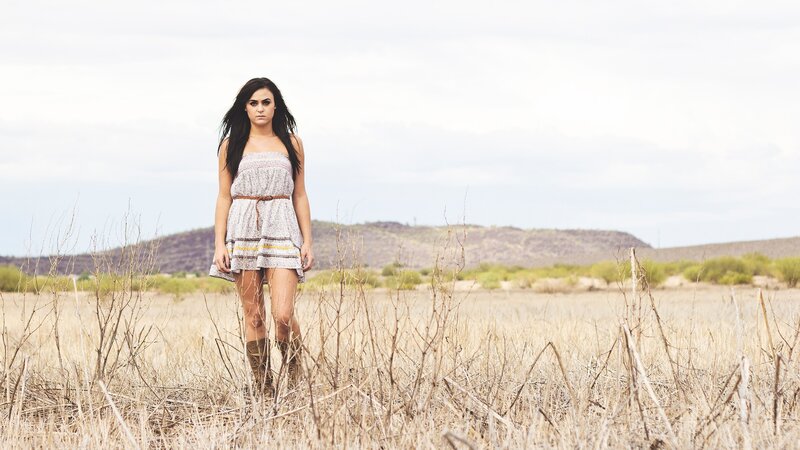 woman in desert field