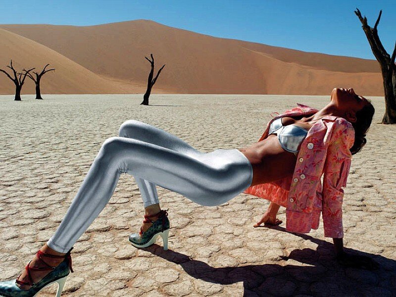 Woman in desert landscape
