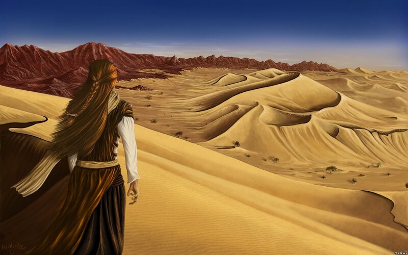 woman in desert landscape
