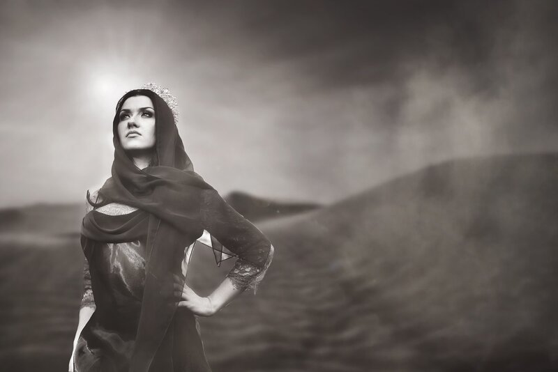 Woman in Desert Landscape — Black