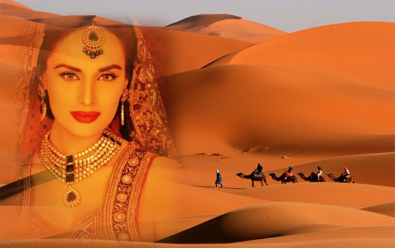 Woman in Desert Landscape — Orange