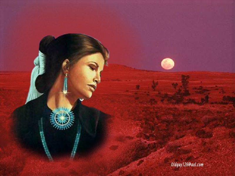 Woman in Desert Landscape — Red