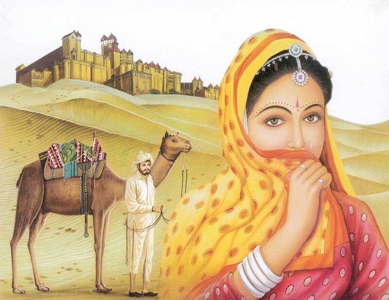 Woman in Desert Landscape — Yellow