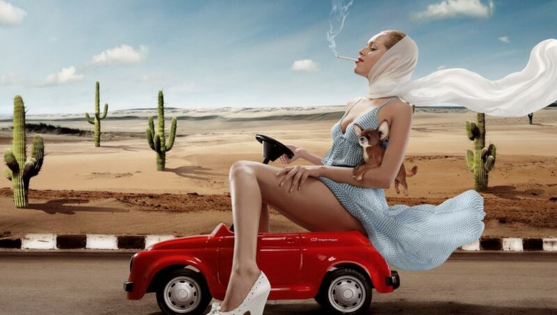 Woman in Desert — Red