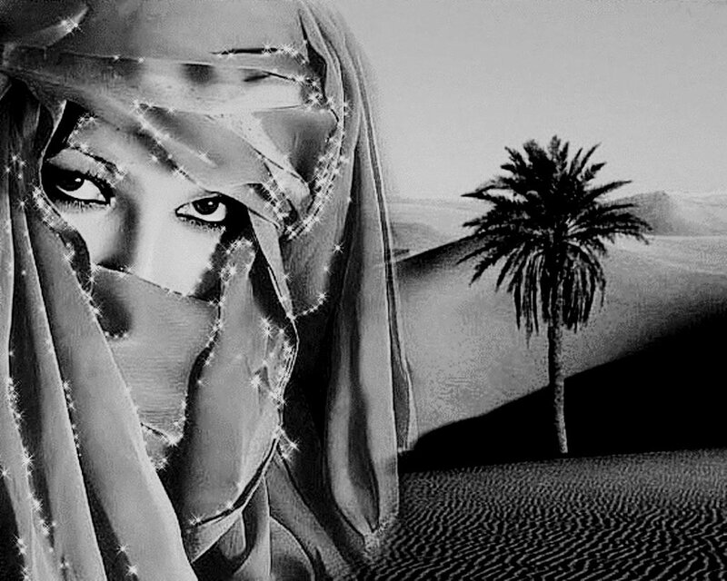 Woman in Desert Veil — Black