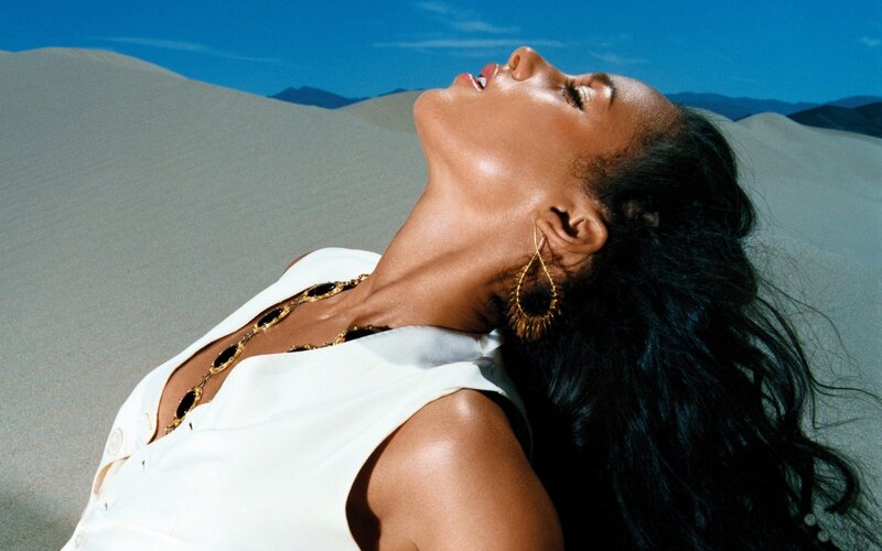 Woman in Desert — White, Serene