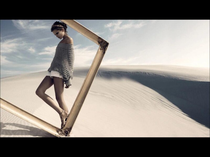 woman in desert with frame