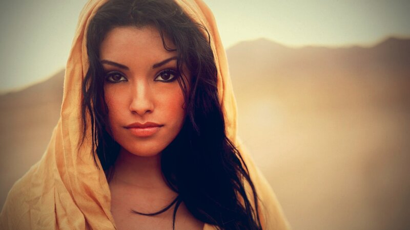 woman in desert with hood