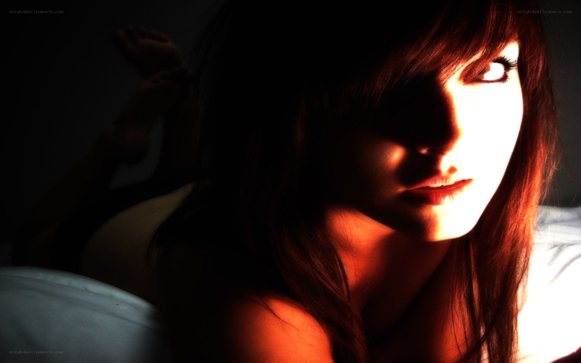 woman in dim light