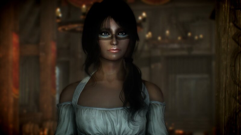 woman in dimly lit room