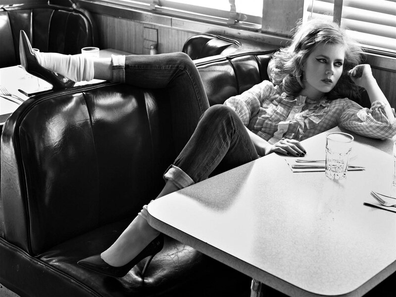 woman in diner booth