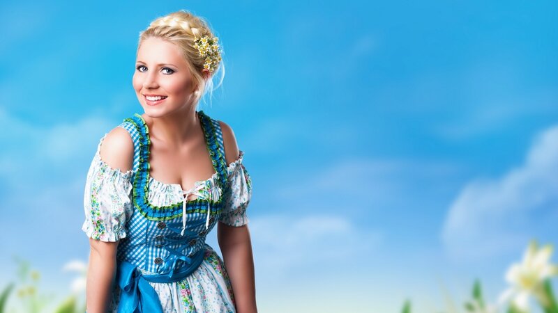 Woman in Dirndl Dress — Blue
