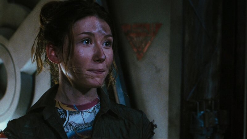 woman in distress on spaceship