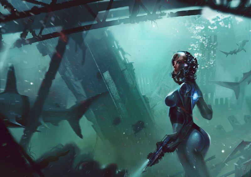 Woman in Diving Suit — Teal