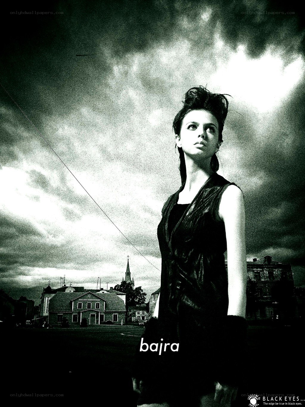woman in dramatic black and white