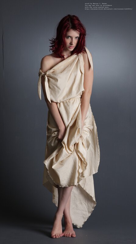 woman in draped gown