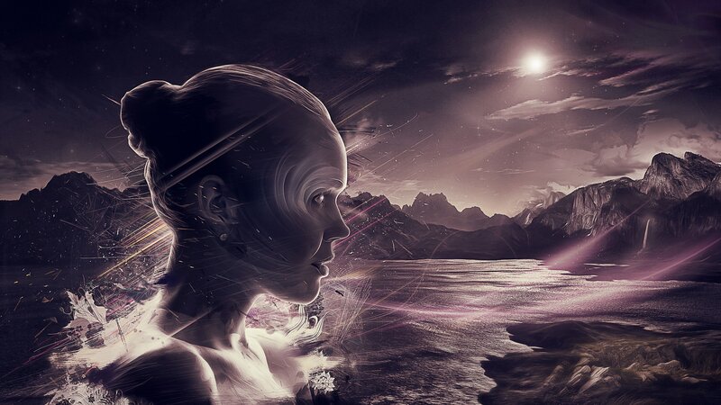 woman in dreamy landscape