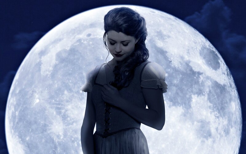 Woman in Dress — Blue, Dramatic, Night