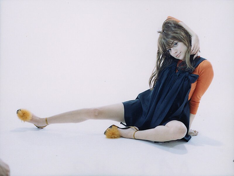 Woman in Dress Sitting — White, Calm, Photograph