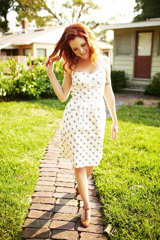 Woman in dress walking on path