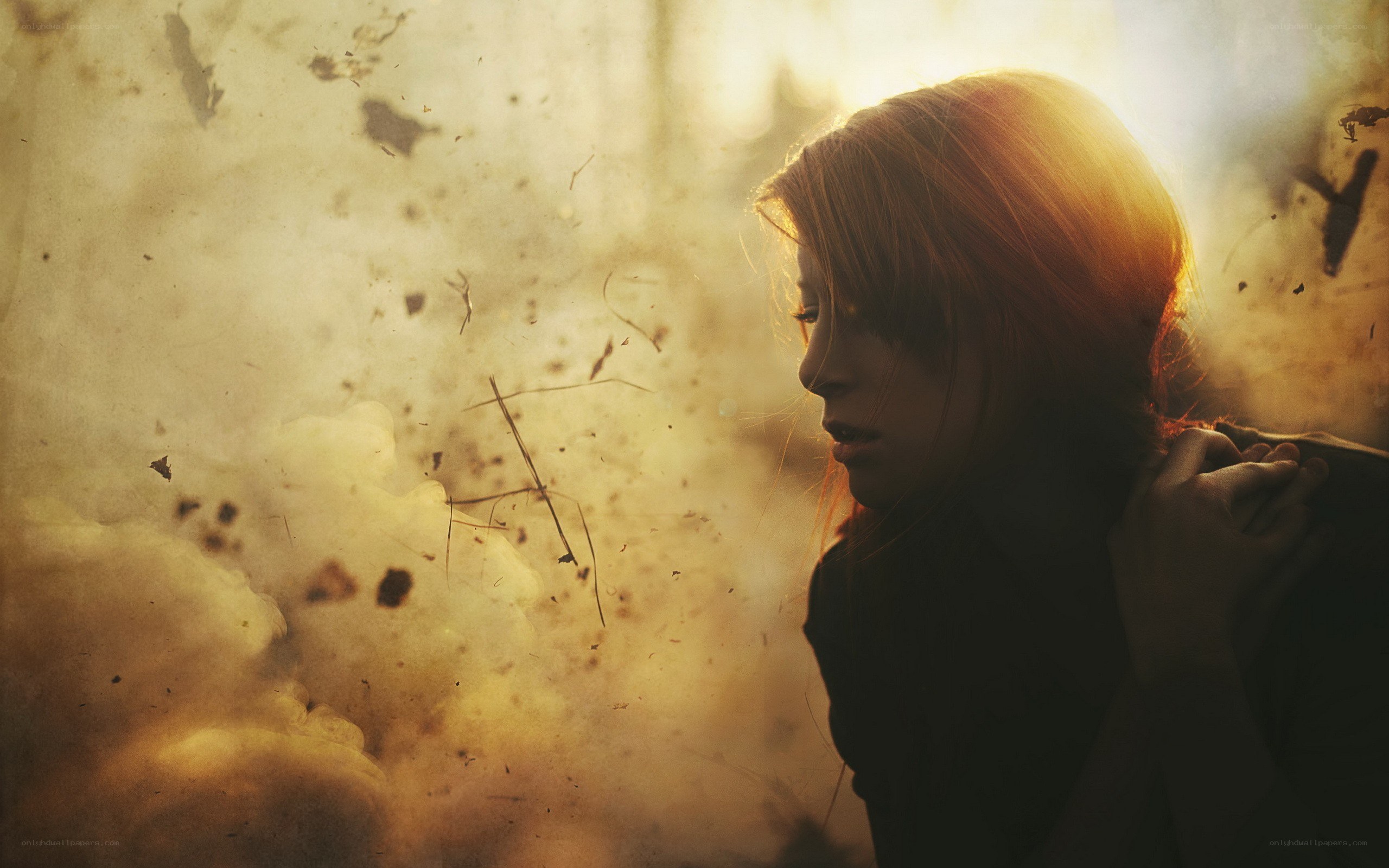 woman in dust storm
