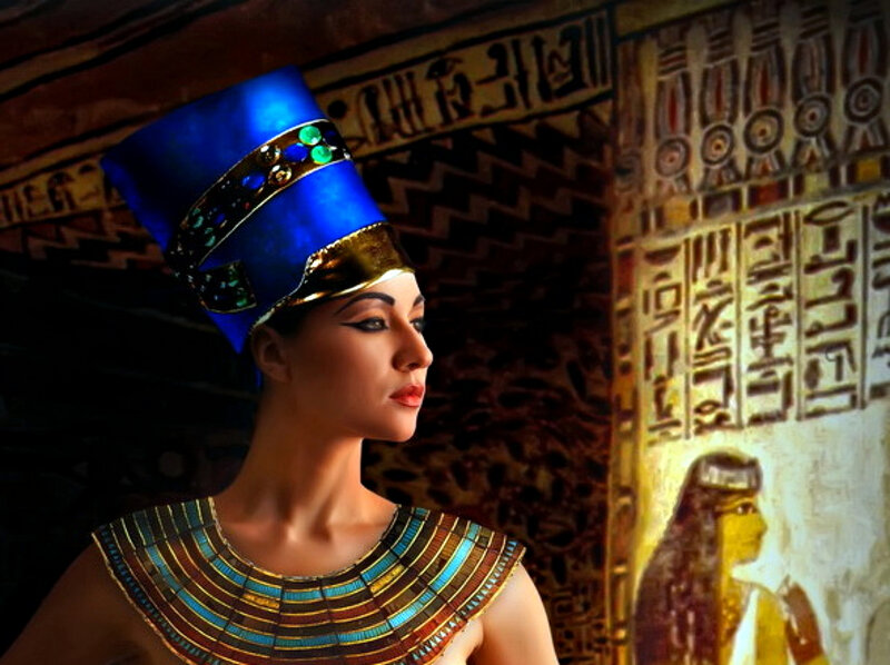 Woman in Egyptian Headdress — Blue, Dramatic