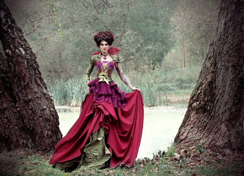 Woman in Elaborate Gown — Purple
