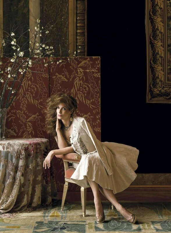 woman in elegant dress sitting