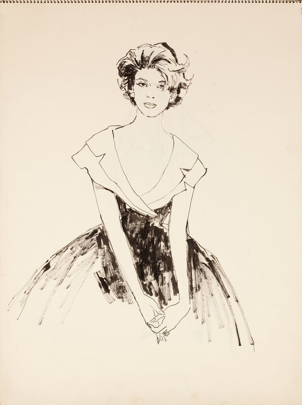 woman in elegant dress sketch