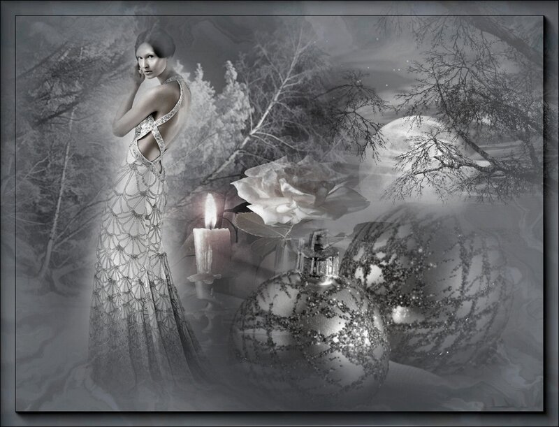 Woman in Elegant Gown — Gray