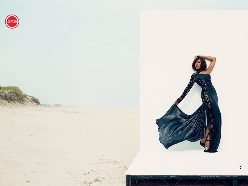 woman in elegant gown on beach