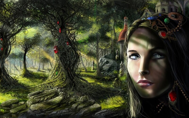 woman in enchanted forest