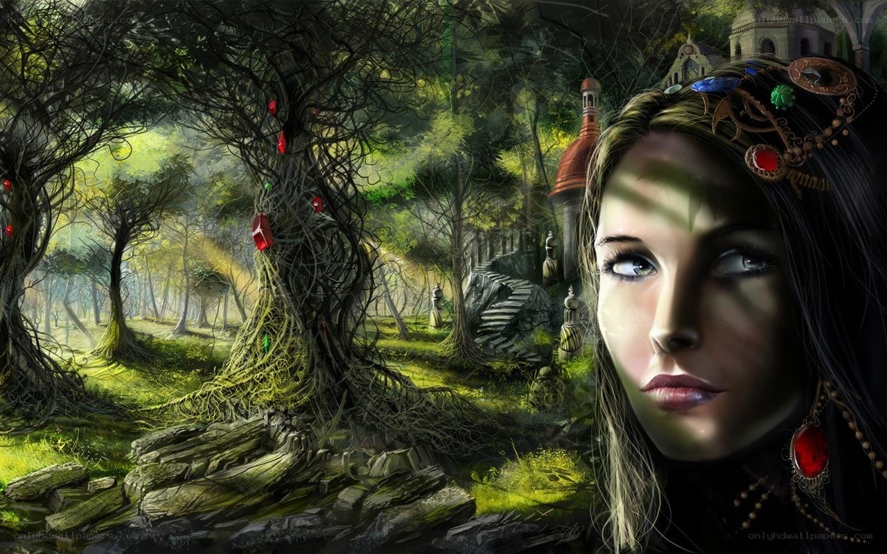 woman in enchanted forest