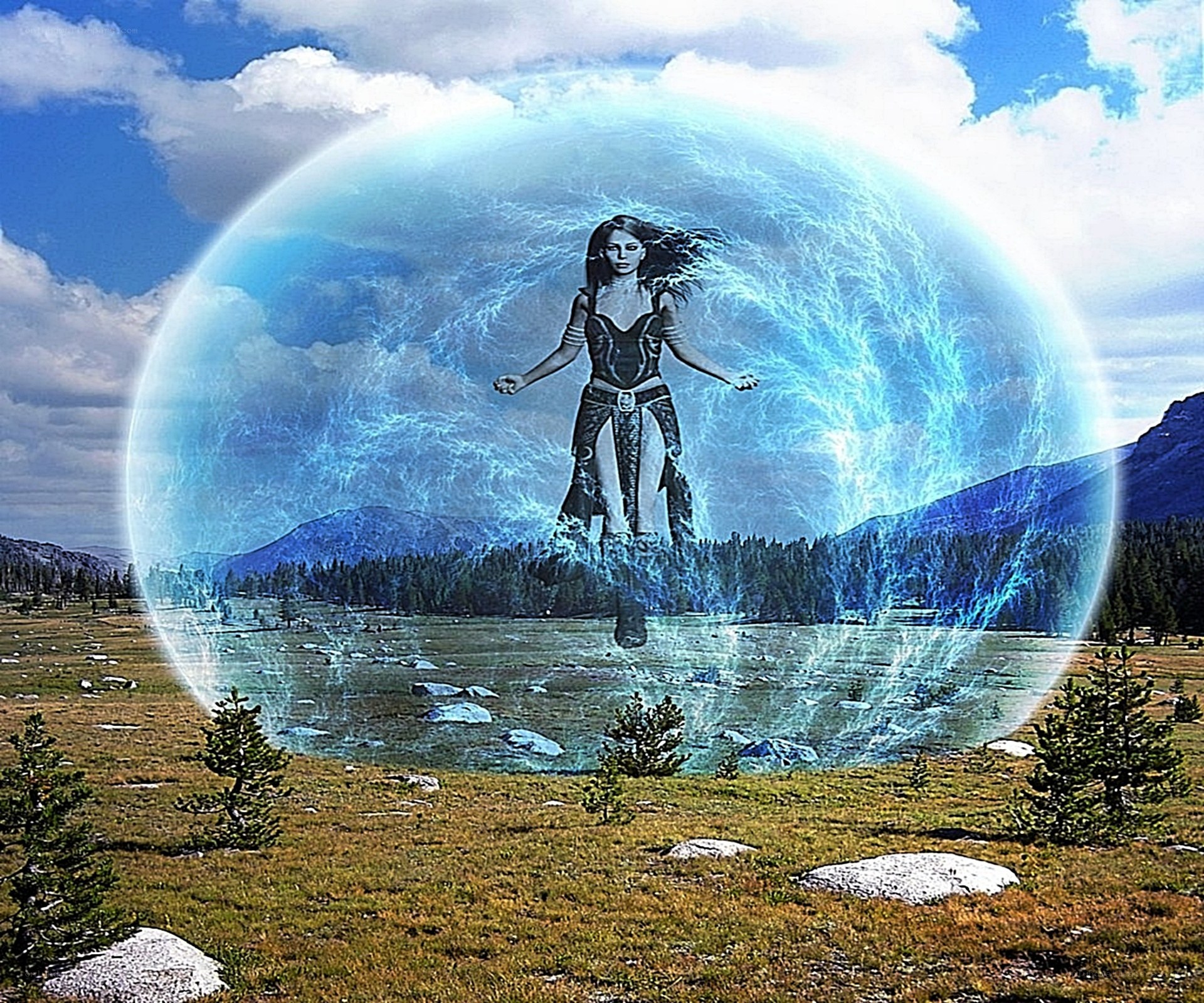 woman in energy sphere