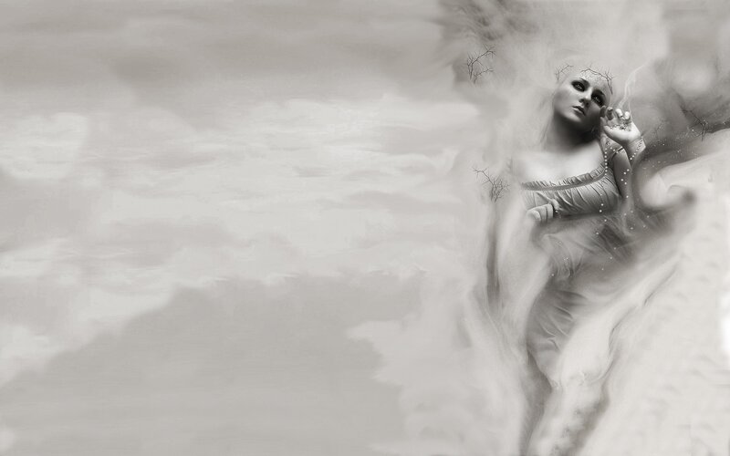 woman in ethereal mist