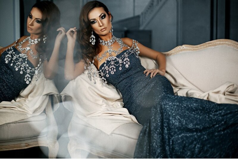 Woman in Evening Gown — Blue, Dramatic