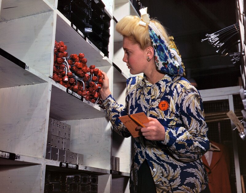 Woman in factory warehouse