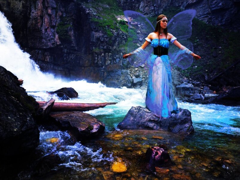 Woman in Fairy Costume — Blue, Dramatic, Photograph